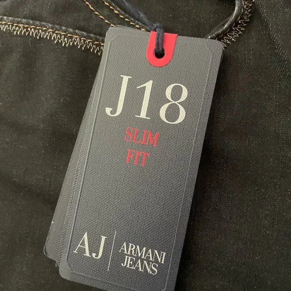 NWT Armani Skinny Slim Jeans Black Denim, Size 26 - Picture 4 of 9